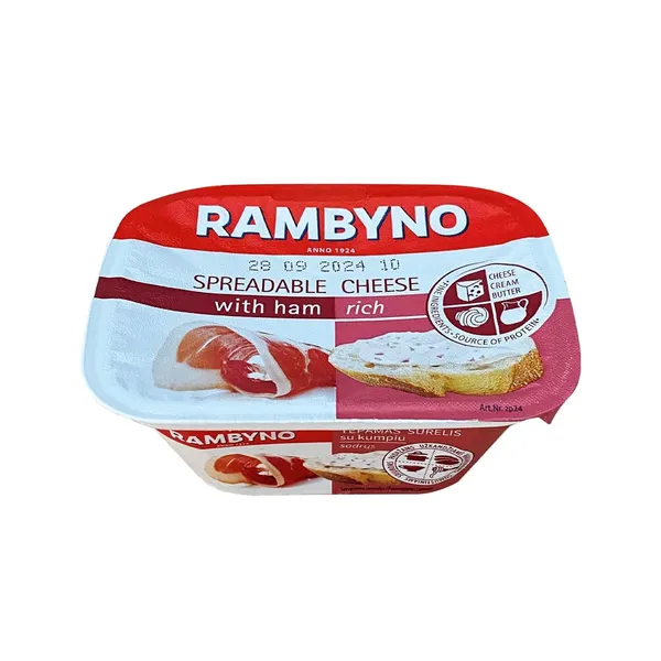 Lydytas tepamas sūrelis RAMBYNO, su kumpiu,   50 %, 175 g