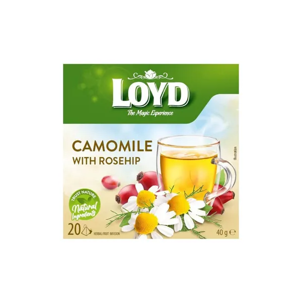 Ramunėlių ir erškėtuogių arbata LOYD, 20 x 2 g