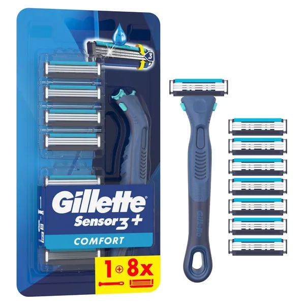 Skustuvas GILLETTE SENSOR 3+ COMFORT ir skutimosi galvutės 8 vnt.