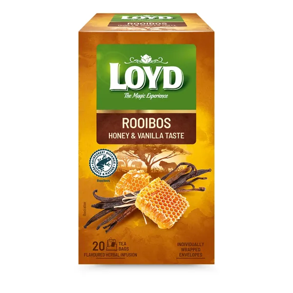 Aromatizuota raudonoji medaus ir vanilės skonio arbata LOYD, 40 g