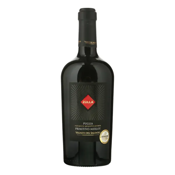 Raudonasis sausas vynas su saugoma geografine nuoroda VIGNETI DEL SALENTO ZOLLA PRIMITIVO-MERLOT PUGLIA IGP, 0,75 l