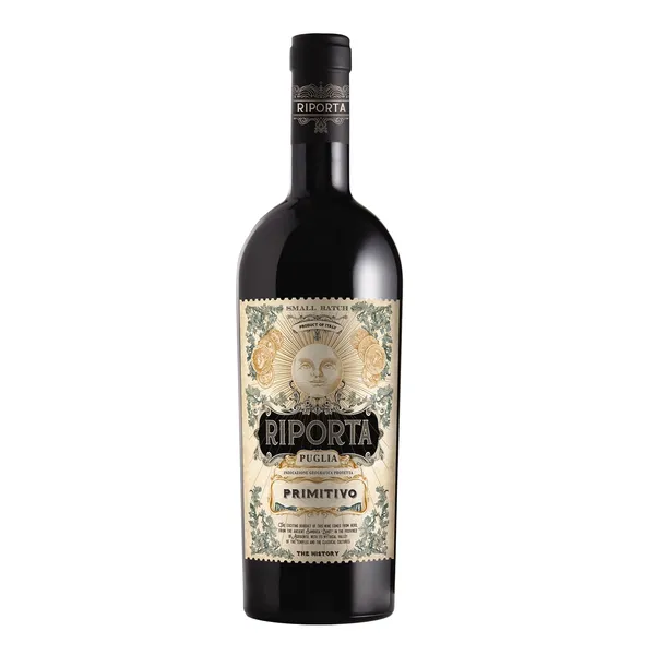 Raudonasis sausas vynas su saugoma kilmės vietos nuoroda RIPORTA PRIMITIVO PUGLIA IGP, 14 %, 0,75 l