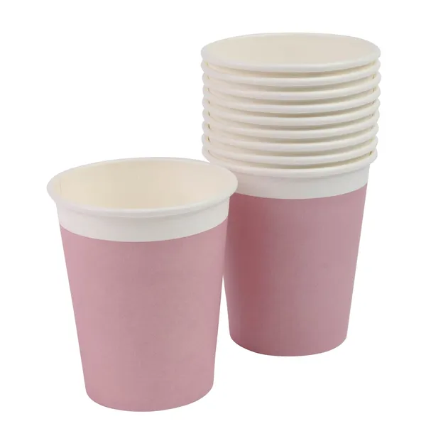 Rausvi popieriniai puodeliai RIMI, 240ml, 10 vnt.