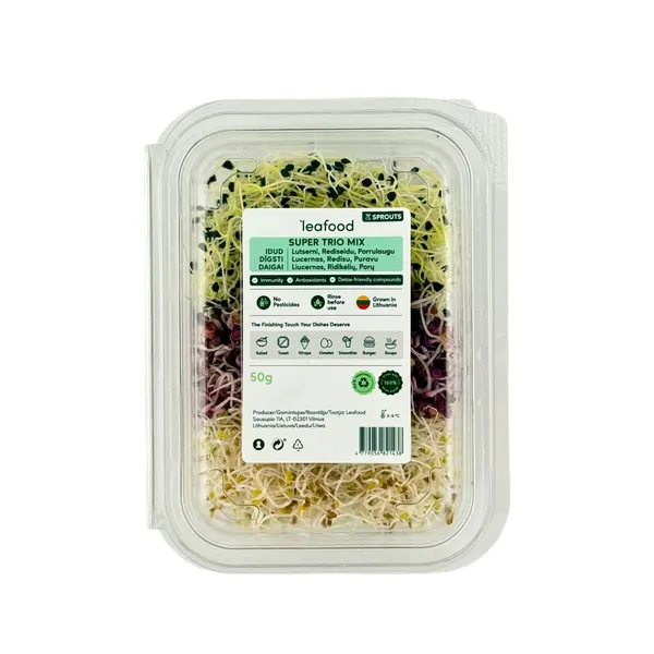 Ridikėlių, porų daigų mišinys LEAFOOD TRIO MIX, 50 g