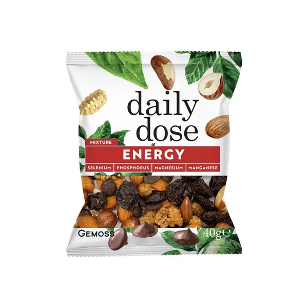 Riešutų ir džiovintų uogų mišinys energijai DAILY DOSE, 40 g