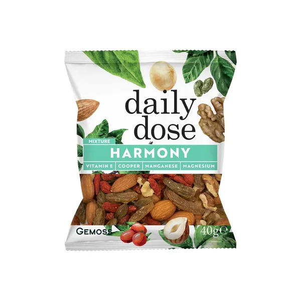 Riešutų ir džiovintų uogų mišinys harmonijai DAILY DOSE, 40 g