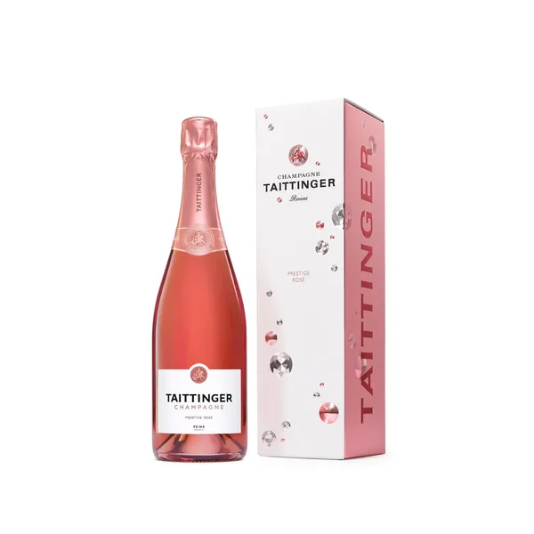 Rožinis sausas šampanas dėžutėje TAITTINGER PRESTIGE ROSE BRUT, 12,5 %, 0,75 l