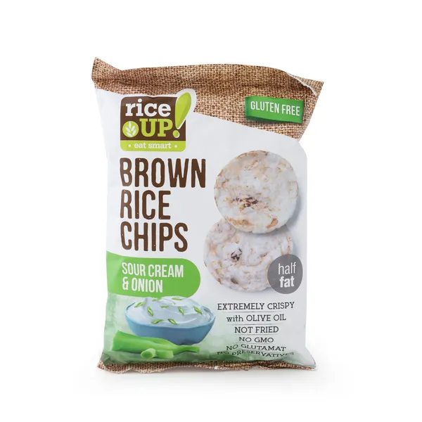Rudųjų ryžių traškučiai su grietine ir svogūnais RICE UP, 60 g