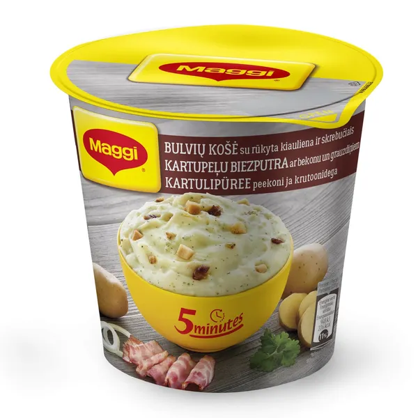 Rūkytos kiaulienos skonio bulvių košė su skrebučiais MAGGI 5 MINUTES, 53 g