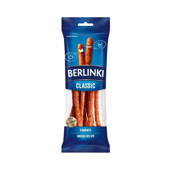 Rūkytos, džiovintos vištienos ir kiaulienos dešrelės KABANOS BERLINKI CLASSIC, 85 g