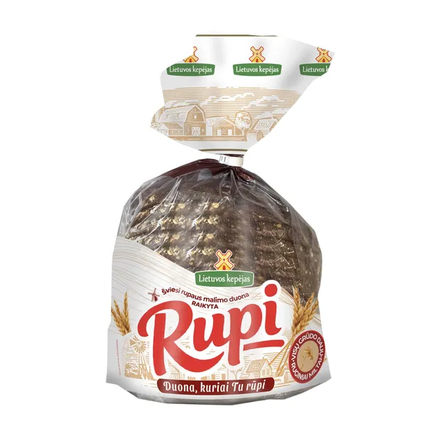 RUPI šviesi raikyta duona su visų grūdo dalių miltais LIETUVOS KEPĖJAS, 600 g