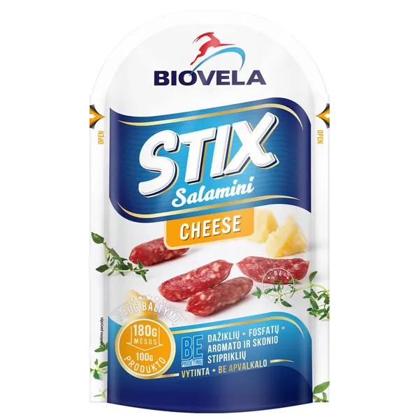 Vytintos dešrelės SALAMINI su sūriu BIOVELA, a.r., 80 g