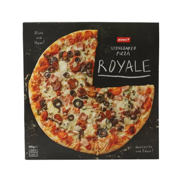 Šaldyta pica su kumpiu, sūriu, pievagrybiais ir alyvuogėmis RIMI ROYALE, 570 g
