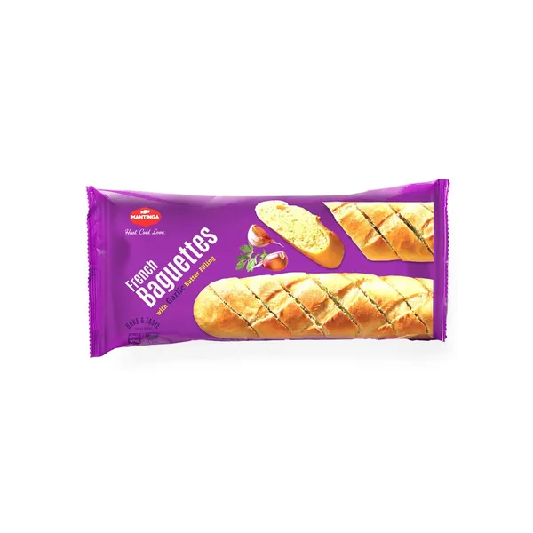 Šaldyti prancūziški batonai su česnakinio sviesto įdaru MANTINGA, 2 x vnt, 350 g