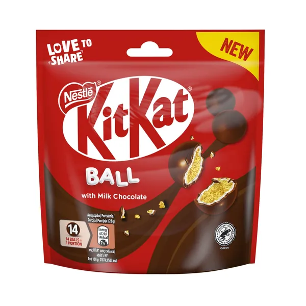 Saldainiai KIT KAT rutuliukai su šokoladiniu glaistu, 140 g