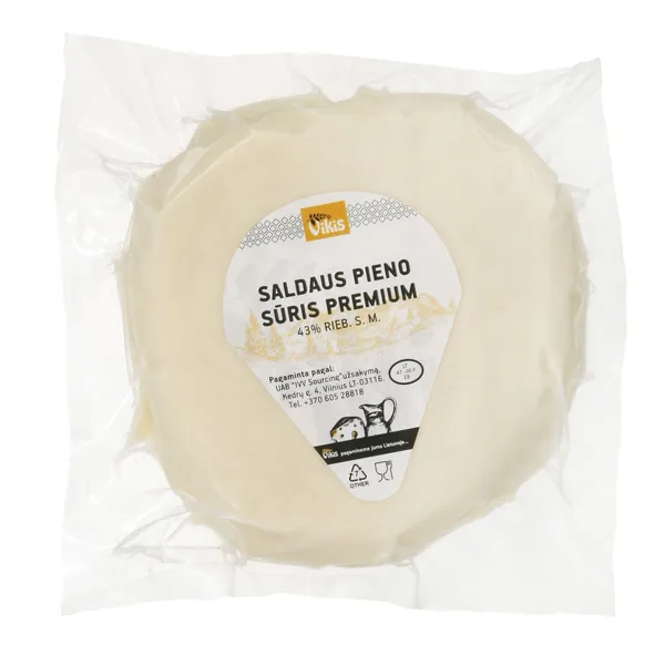 Saldaus pieno sūris PREMIUM VIKIS, 43 % rieb. s. m., 1 kg