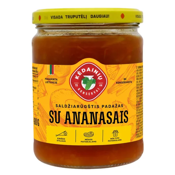 Saldžiarūgštis padažas su ananasais KĖDAINIŲ KONSERVAI, 480 g