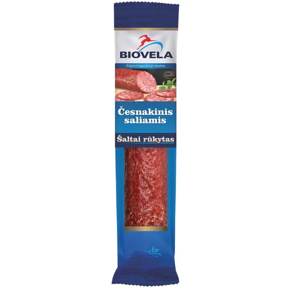 Šaltai rūkytas ČESNAKINIS saliamis, II r., 230 g