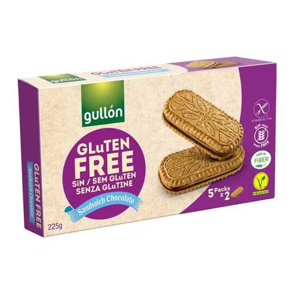 Sausainiai be glitimo su šokolado įdaru GULLON, 225 g