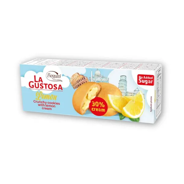 Sausainiai be pridėtinio cukraus BOGUTTI LA GUSTOSA LEMON, su saldikliais, 150 g