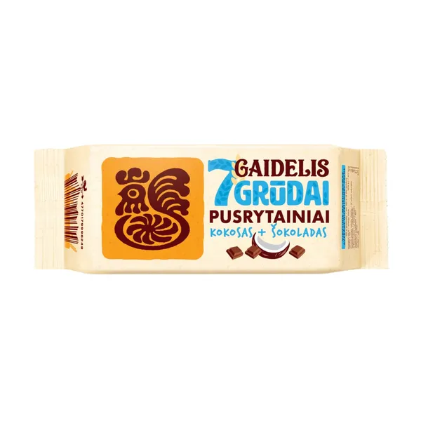 Kokoso ir šokolado skonio sausainiai GAIDELIS 7 GRŪDAI, 160 g