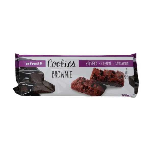 Sausainiai su juoduju ir pieniniu šokoladu RIMI BROWNIE, 200 g