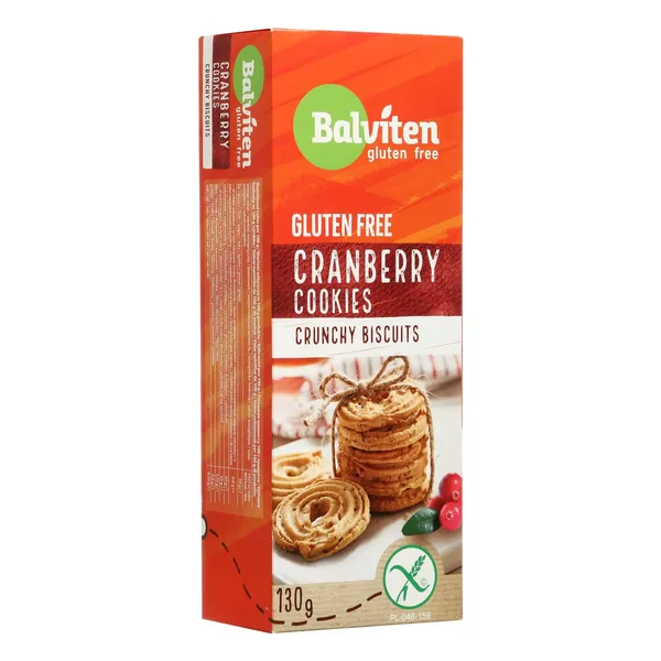 Trapūs sausainiai su spanguolėmis BALVITEN, be glitimo, 130 g