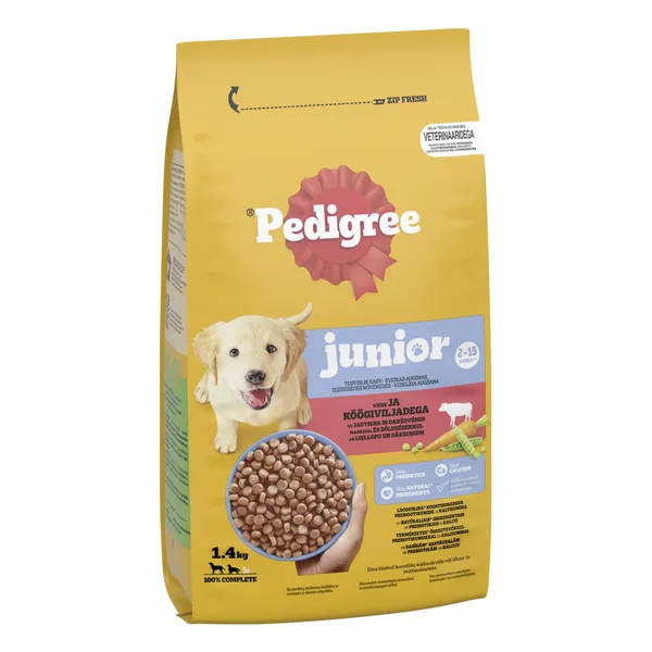 Sausas ėdalas šunims PEDIGREE JUNIOR, su paukštiena, daržovėmis, 1,4 kg