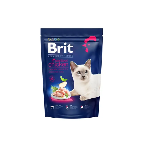 Sausas sterilizuotų kačių ėdalas BRIT PREMIUM BY NATURE CAT ADULT CHICKEN, 800 g