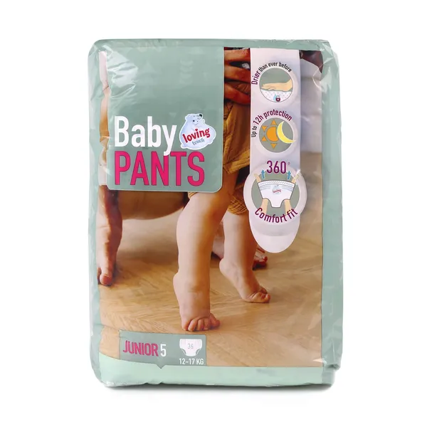 Sauskelnės-kelnaitės LOVING TOUCH (5), 12-17 kg, 36 vnt.