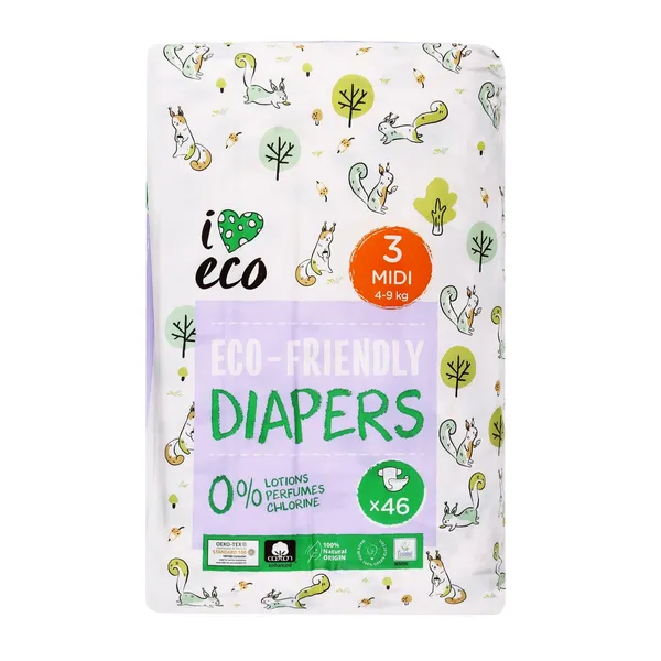 Sauskelnės I LOVE ECO MIDI S3 4-9kg, 46vnt