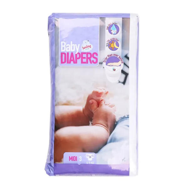 Sauskelnės LOVING TOUCH MIDI 4-9kg, 56vnt.