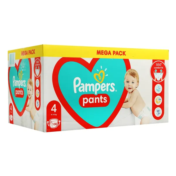 Sauskelnės PAMPERS PANTS MEGA BOX 9-14kg., 4 dydis, 108 vnt.
