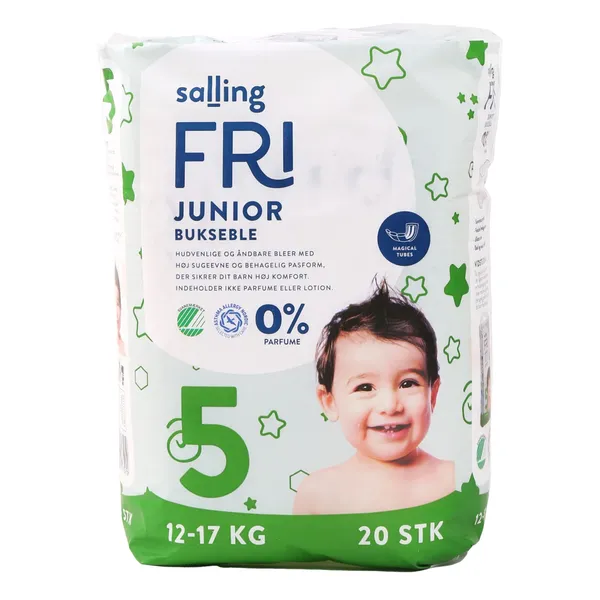 Sauskelnės SALLING FRI JUNIOR, 5 dydis, 12 - 17 kg, 20 vnt.