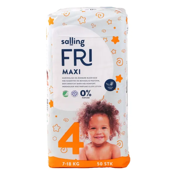 Sauskelnės SALLING FRI MAXI, 4 dydis, 7 – 18 kg, 50 vnt.