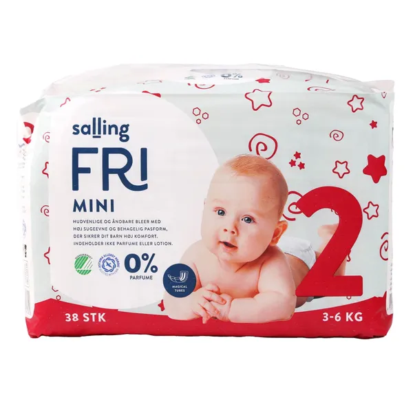 Sauskelnės SALLING FRI MINI, 2 dydis,3 – 6 kg, 38 vnt.