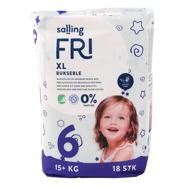 Sauskelnės SALLING FRI XL, 6 dydis, 15+ kg, 18 vnt.