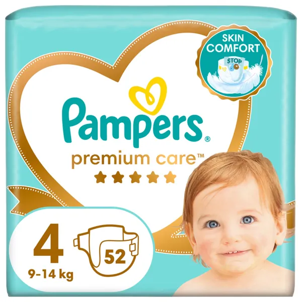 Sauskelnės PAMPERS PREMIUM CARE VP MAXI 4, ((9 - 14 kg), 52 vnt.