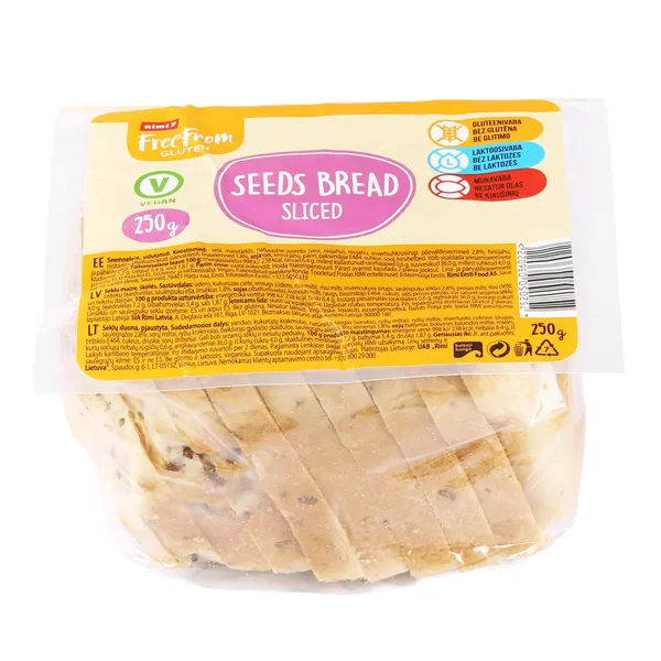 Sēklu maize Rimi Free From šķēlēs 250g
