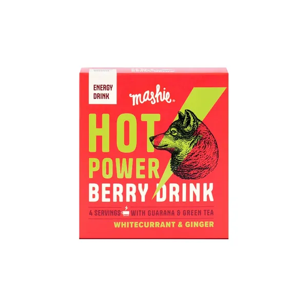 Baltųjų serbentų ir imbiero uogų tyrė energiniam gėrimui MASHIE HOT POWER, 4 x 40 ml