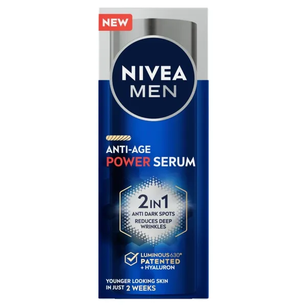 Senėjimo požymius mažinantis serumas nuo raukšlių ir pigmentinių dėmių NIVEA MEN POWER 2 IN 1, 30 ml