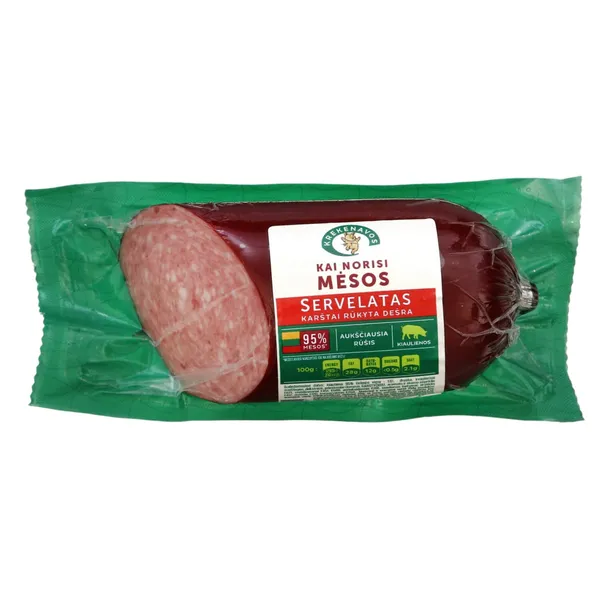 Karštai rūkytas servelatas su pjūviu KAI NORSI MĖSOS, a.r., 400 g