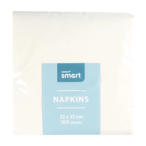 Servetėlės RIMI SMART, 33 x 33 cm, 100 vnt. balta