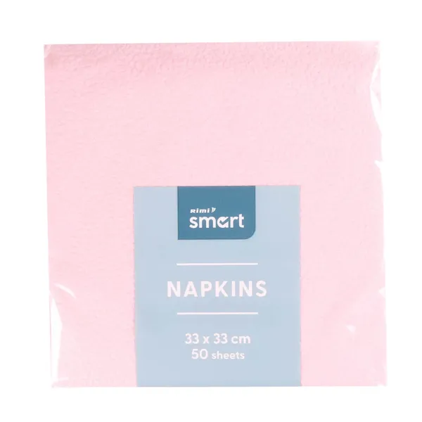 Servetėlės RIMI SMART, 33 x 33 cm, 50 vnt. rožinė