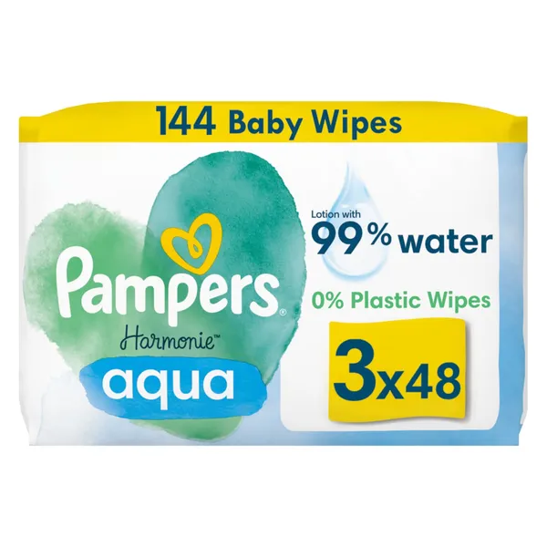 Servetėlės PAMPERS Harmonie Plastic Free, 144 vnt.