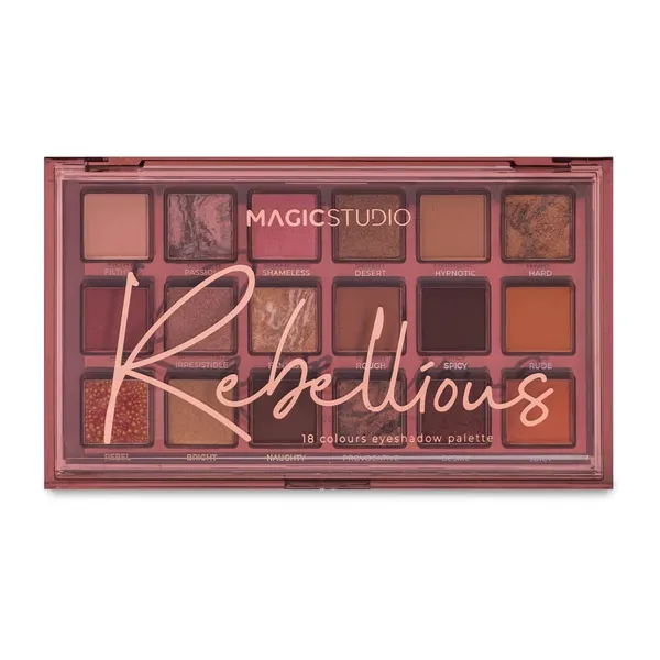 Akių šešėlių spalvų paletė MAGIC STUDIO REBELLIOUS, 18 spalvų