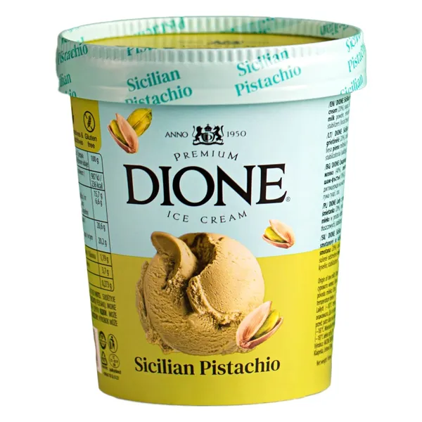 Sicilijos pistacijų valgomieji ledai DIONE, 475 ml / 376 g
