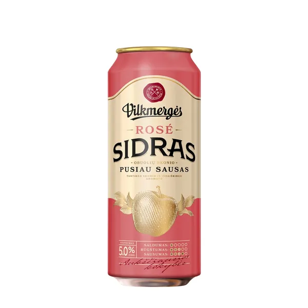 Sidras VILKMERGĖS Rose, 5%, 0,5l, skardinė