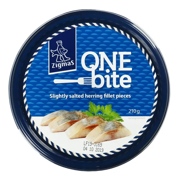 Mažai sūdyti silkių filė gabaliukai aliejuje ZIGMAS ONE BITE, 210 g