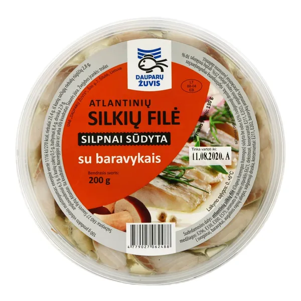 Silkių filė gabaliukai aliejuje su baravykais DAUPARŲ ŽUVIS, 200 g